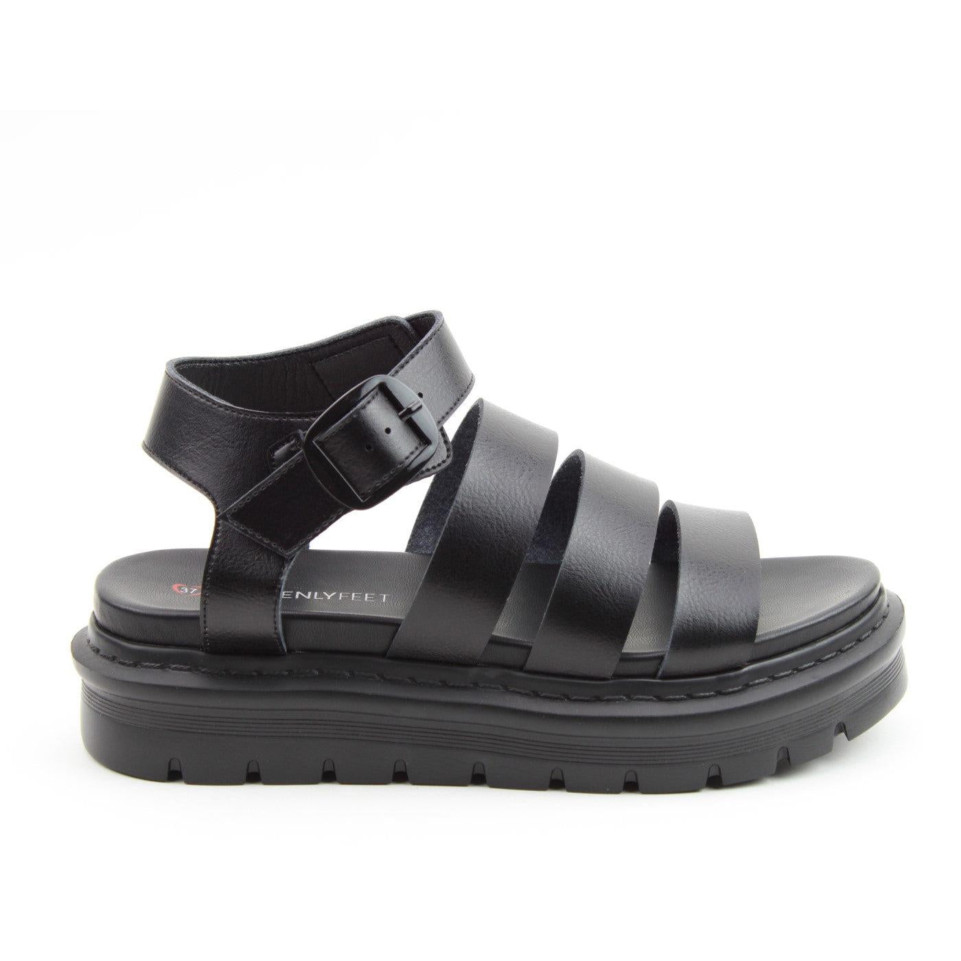 Heavenly Feet Saffron Black Womens Sandal
