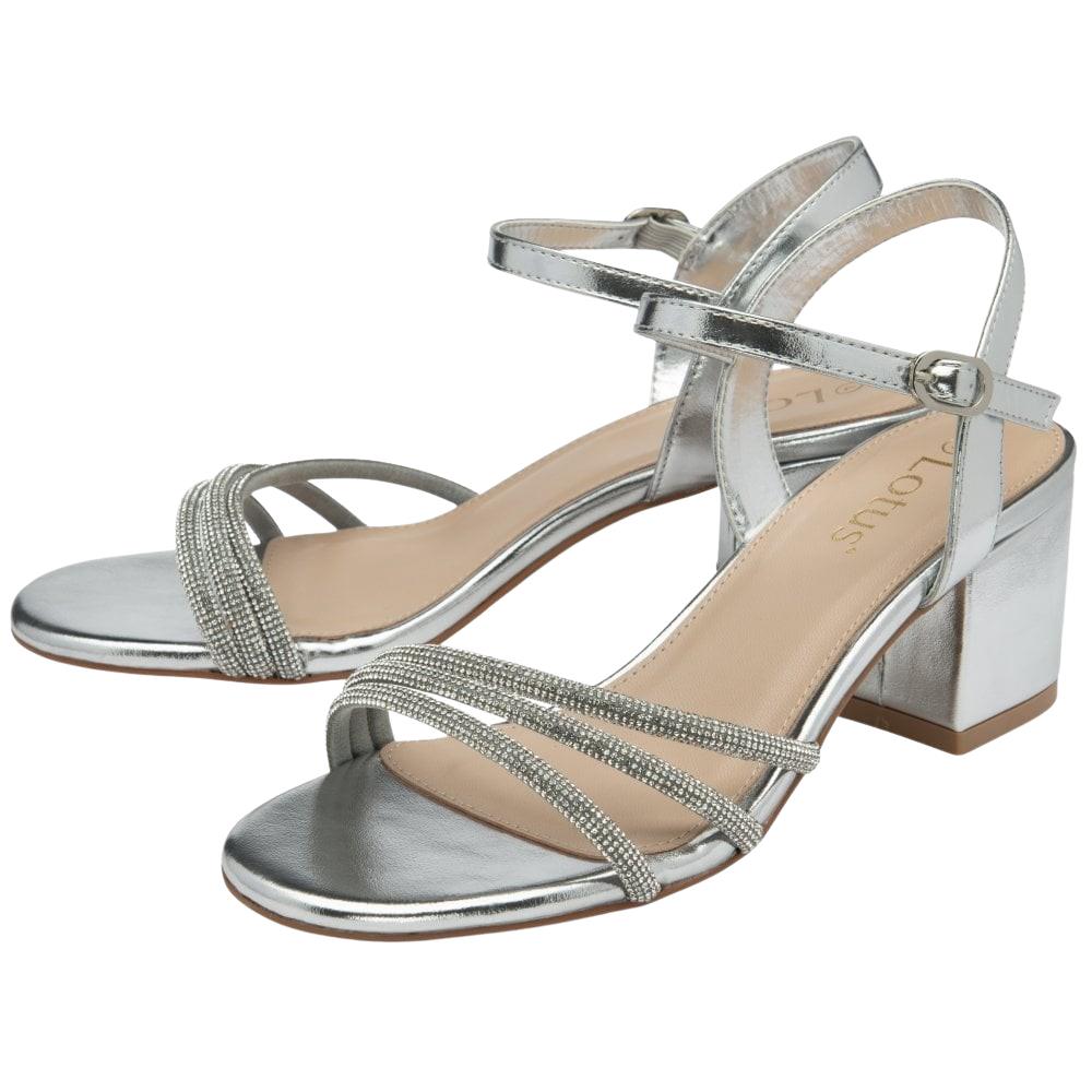 Lotus Womens Lia ULS531 Silver Diamante Open Toe Sandals