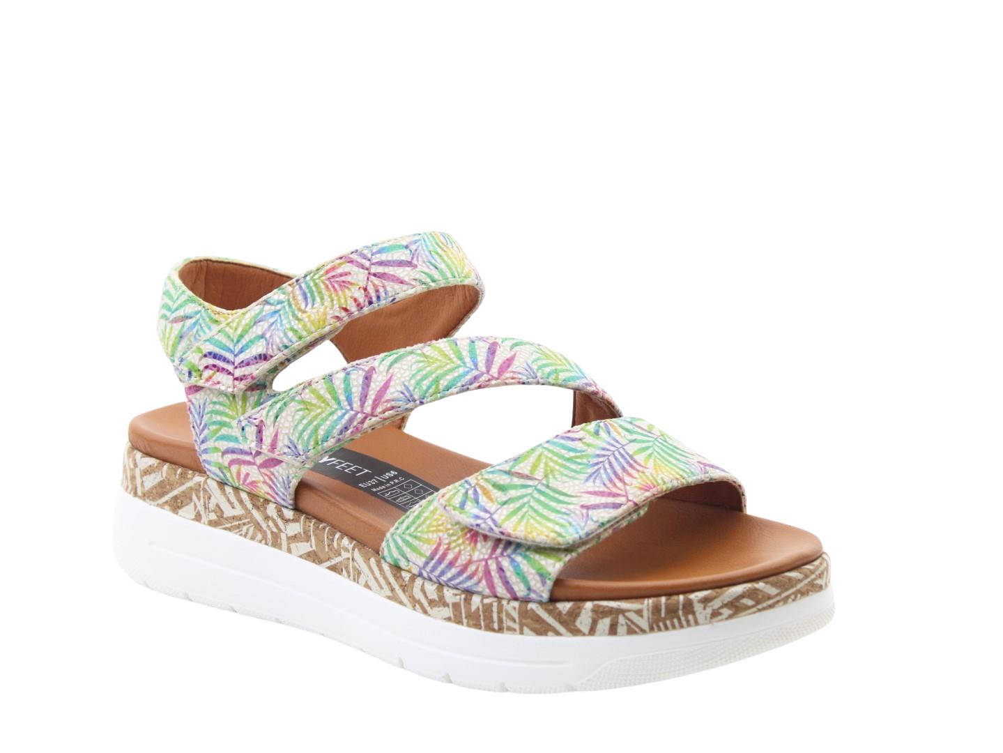 Heavenly Feet EmmaJane Floral Beige Womens Sandals