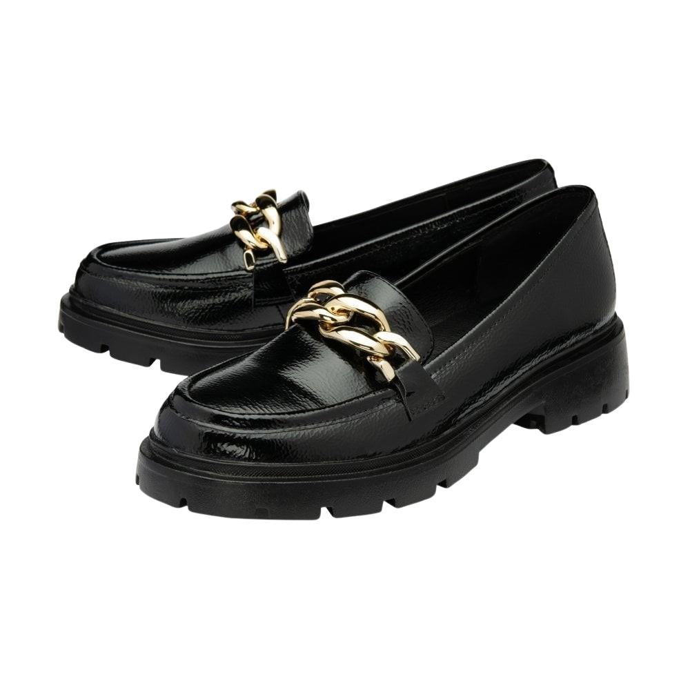 Lotus Giles Slip On Patent Chain Loafer Shoes