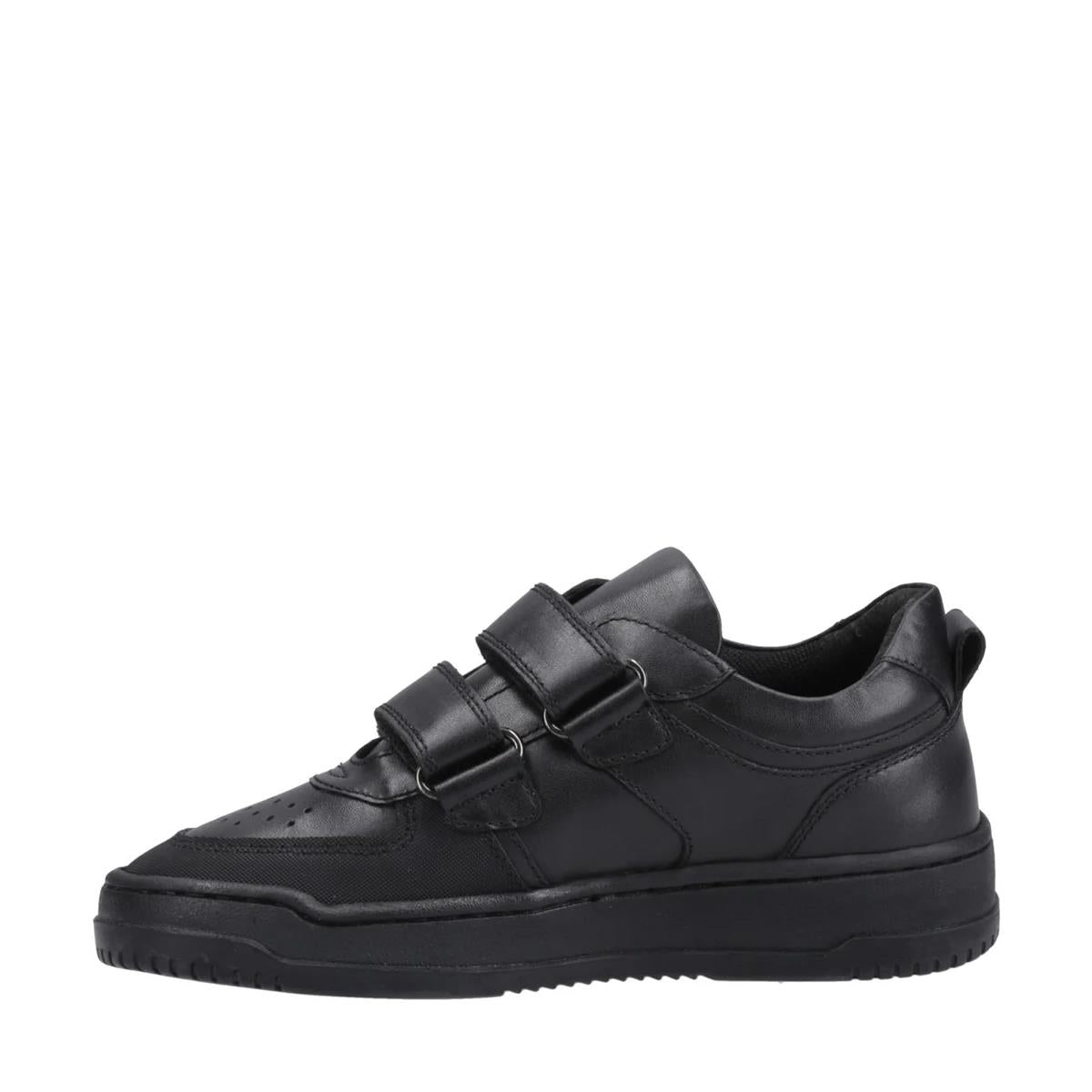 Hush Puppies Daxton Touch Fast Black Boys Leather School Shoes
