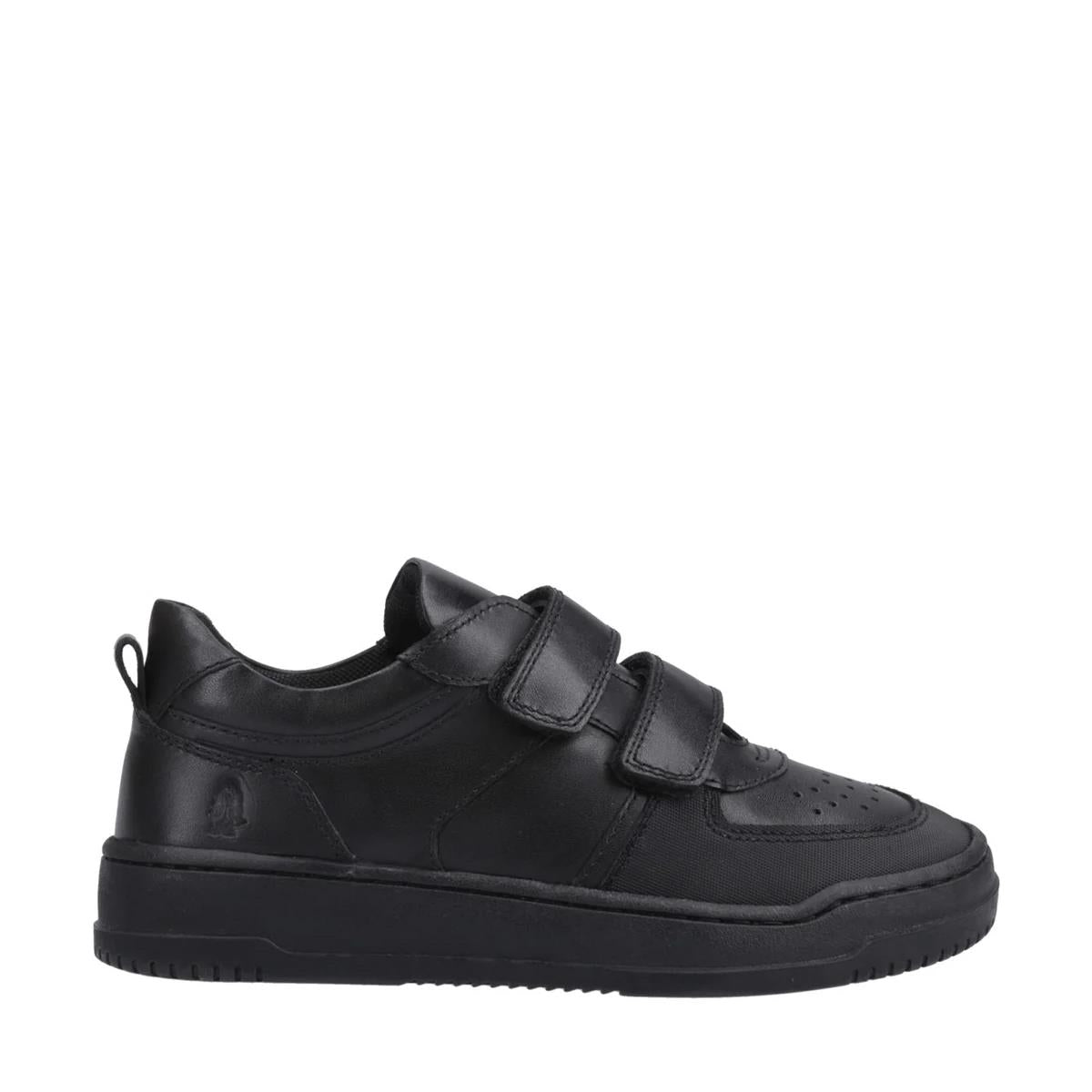 Hush Puppies Daxton Touch Fast Black Boys Leather School Shoes