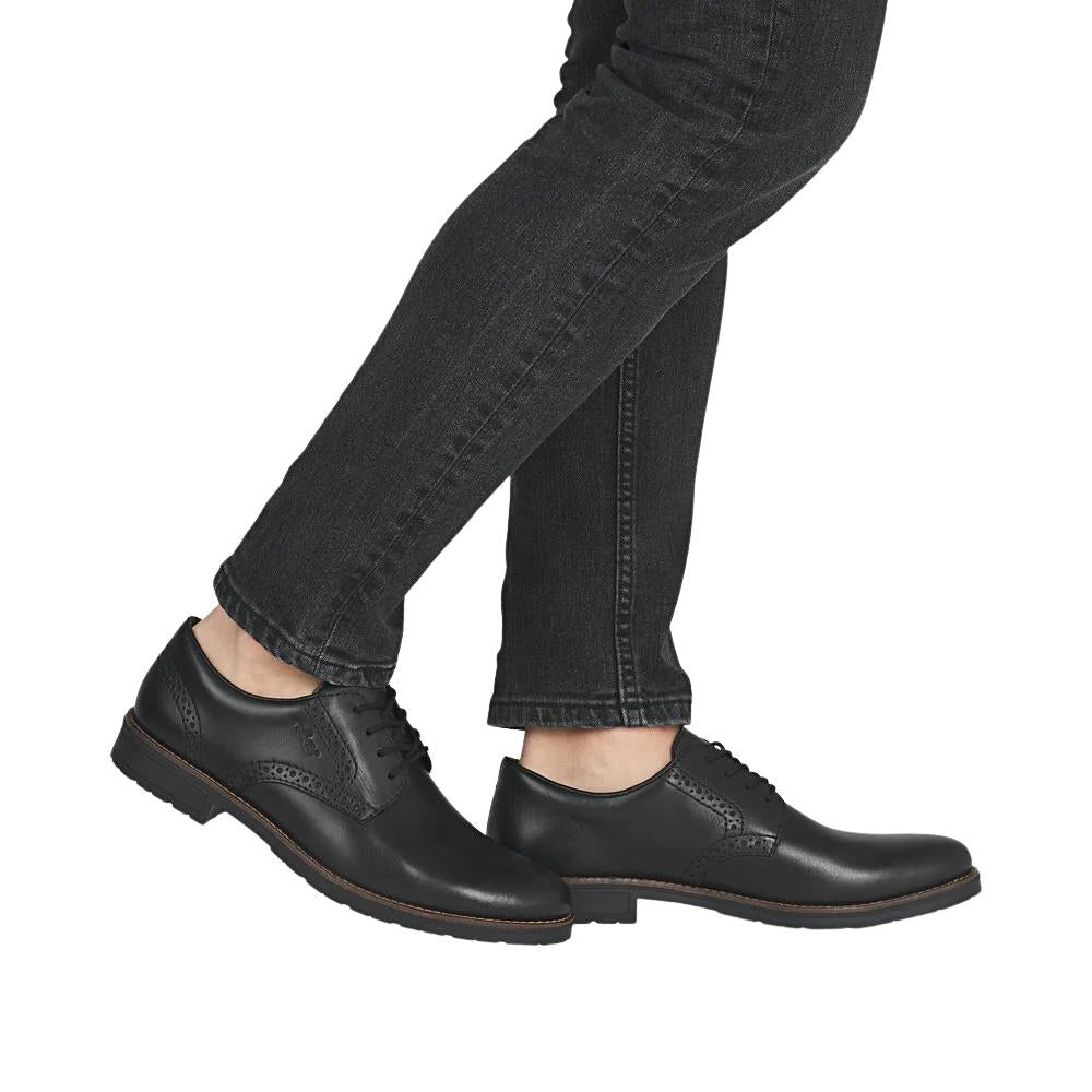 Rieker Mens Leather Lace Up Formal Shoes 14642-00 Black