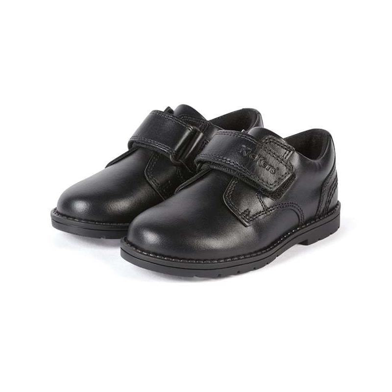 Kickers Orin Strap Black Leather Boys School Shoes 1-14780