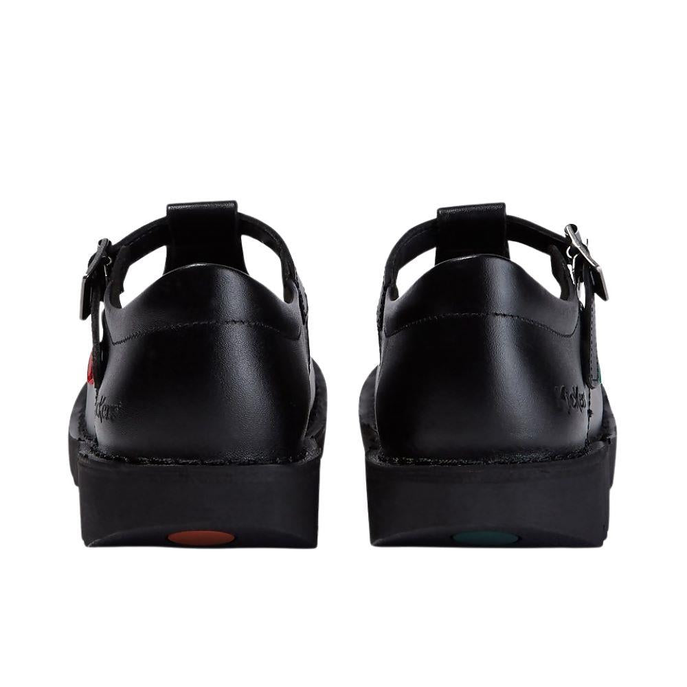 Girls Kickers KicK T Y Black Leather T Bar School Shores 1-KF0001002BTW