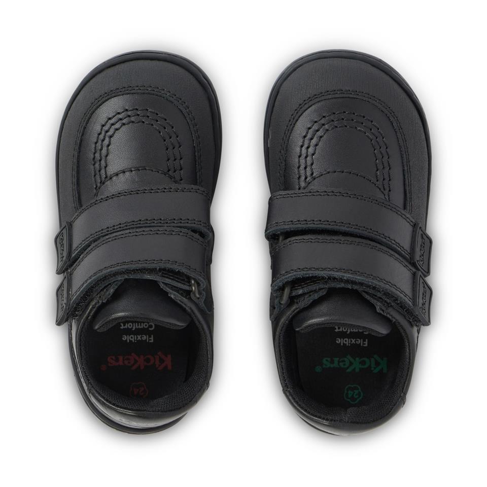 Kickers Kick Scuff Twin Black Leather Boys School Shoes 1-17538