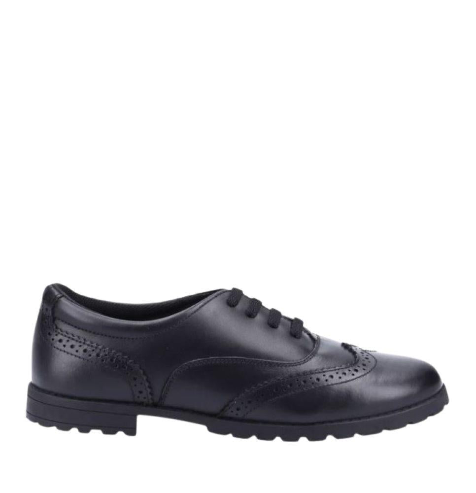 Hush Puppies Black Eadie SNR Leather Brogue School Shoes 26397