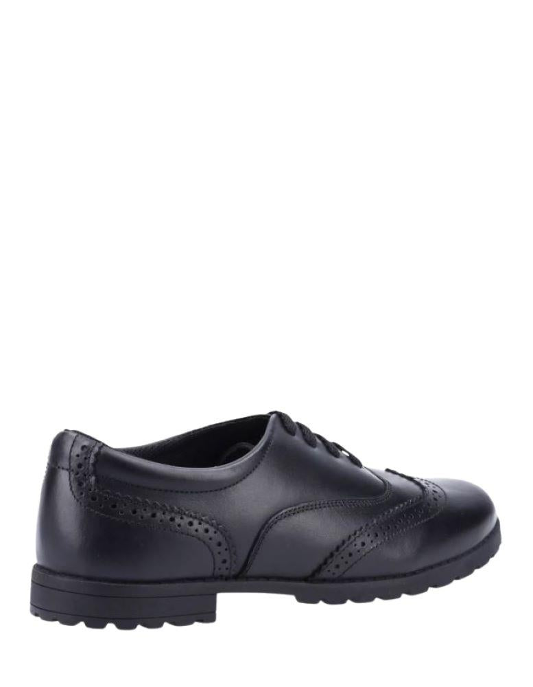 Hush Puppies Black Eadie SNR Leather Brogue School Shoes 26397