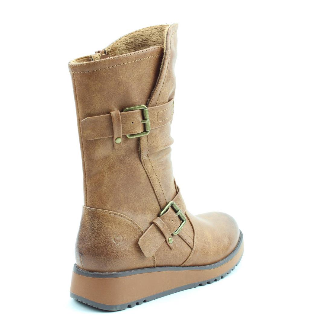 Heavenly Feet Womens Hannah4 Tan Mid Calf Vegan Boots