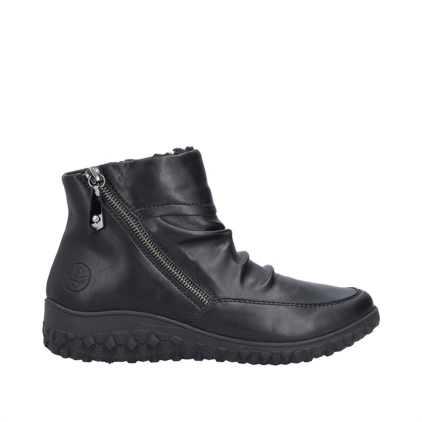 Rieker Womens 59585-01 Black Fleece Lined Ankle Boots