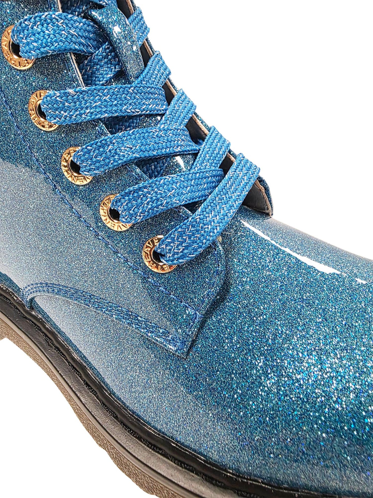 Heavenly Feet Justina 2 Blue Glitter Vegan Ankle Boots