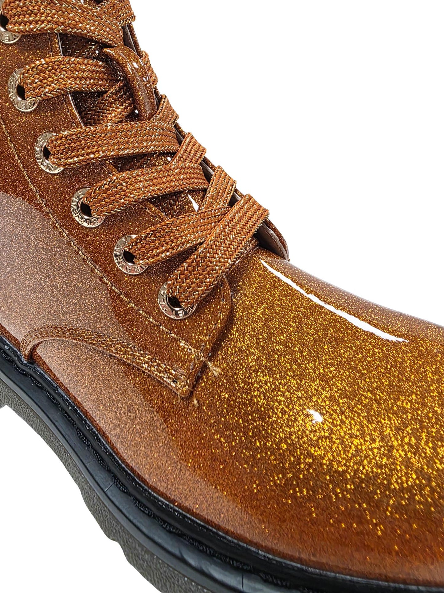 Heavenly Feet Justina 2 Orange Glitter Vegan Ankle Boots