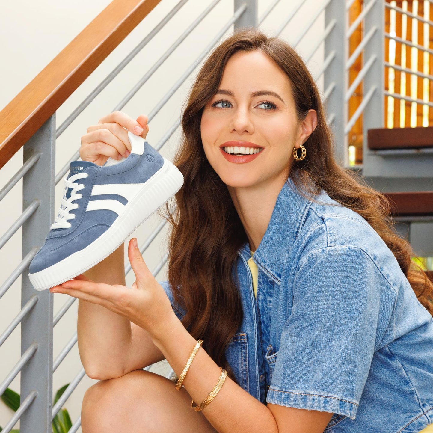 Remonte Womens Blue Suede Trainer Shoes D3E00-14