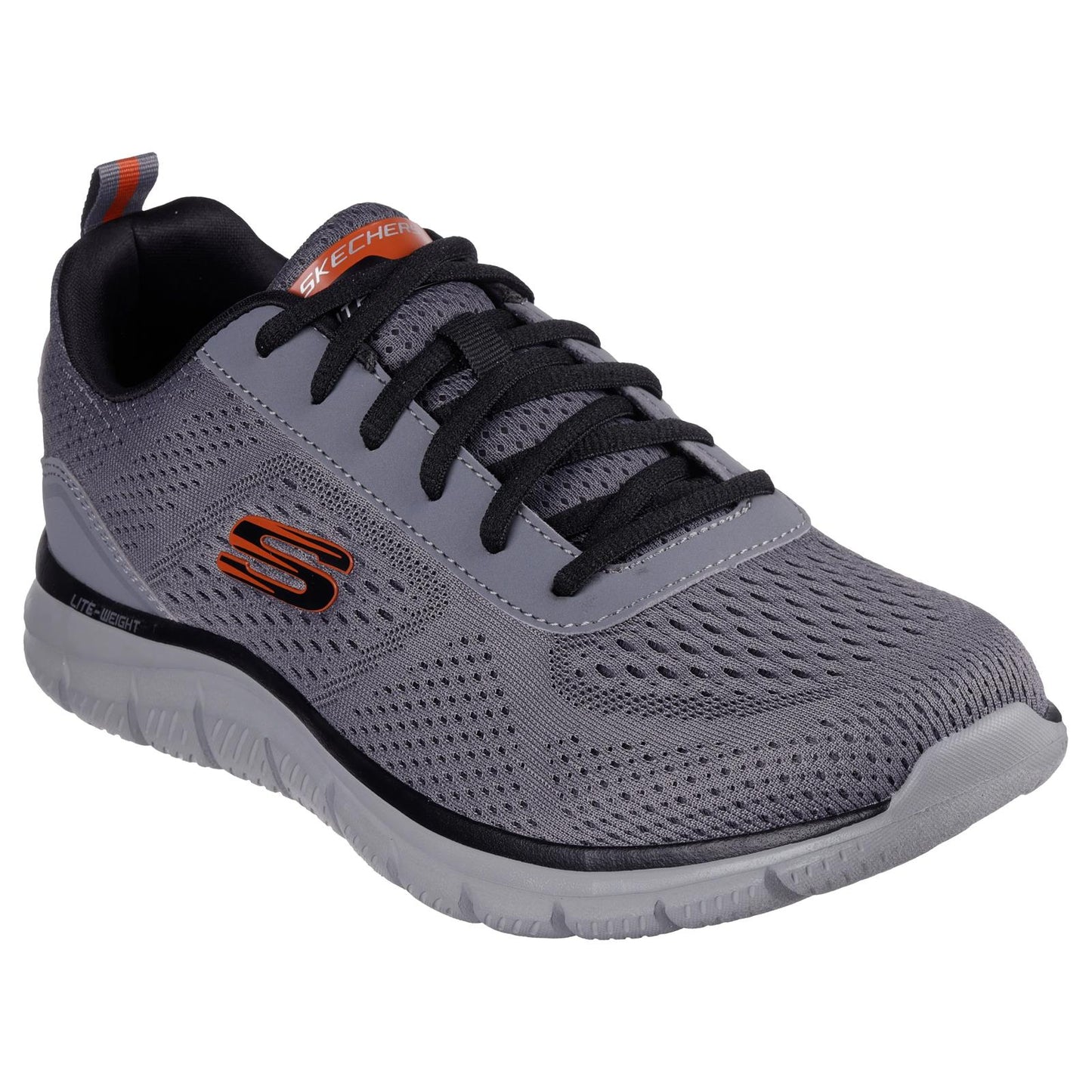 Skechers Mens Charcoal Orange Memory Foam Trainers Track Leshur 232758/CCOR
