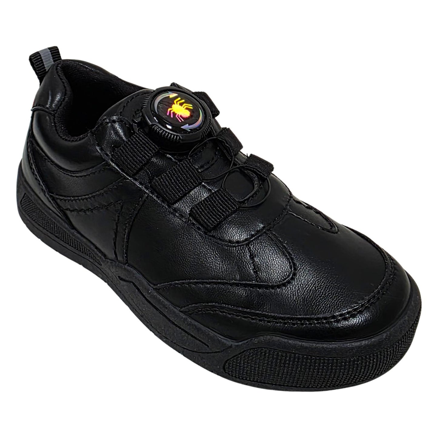 Little Green Feet Twist Boys Black School Shoes