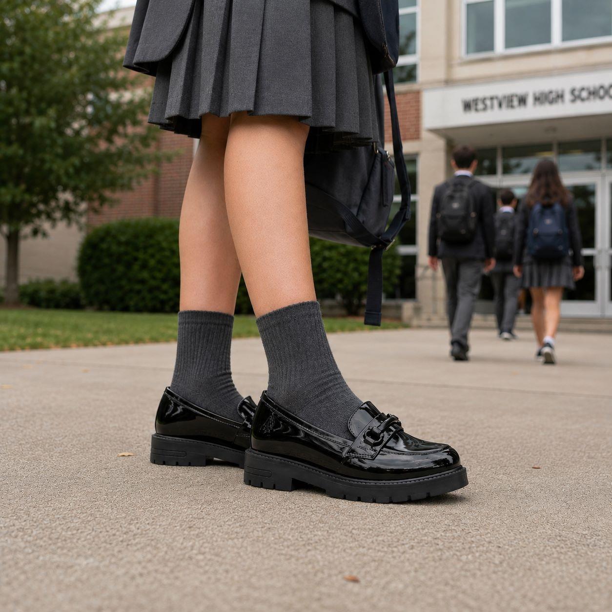 Hush Puppies Hazel Snaffle Black Patent SNR School Shoes