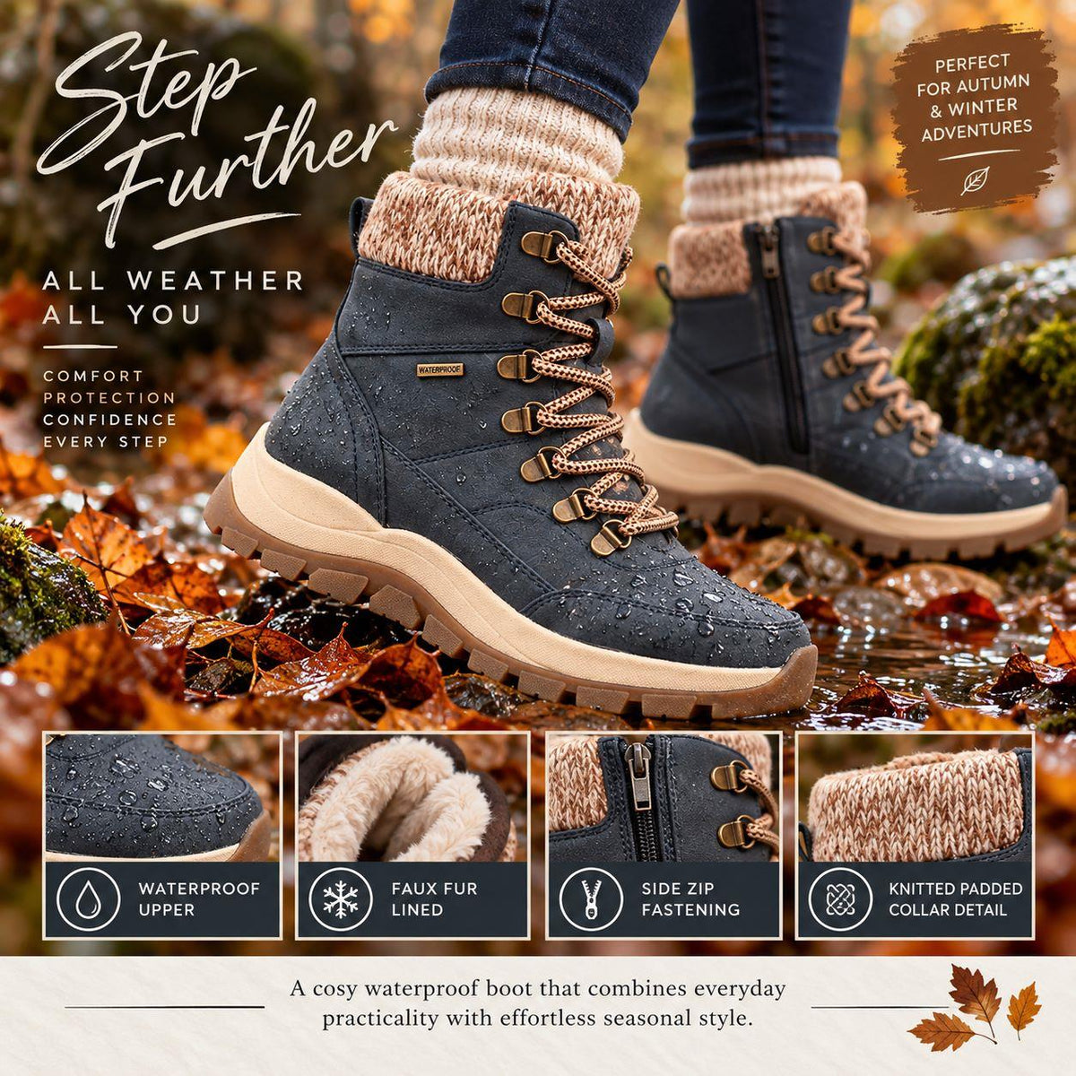Lunar Women's Kallie Waterproof Ankle Boots GLH007