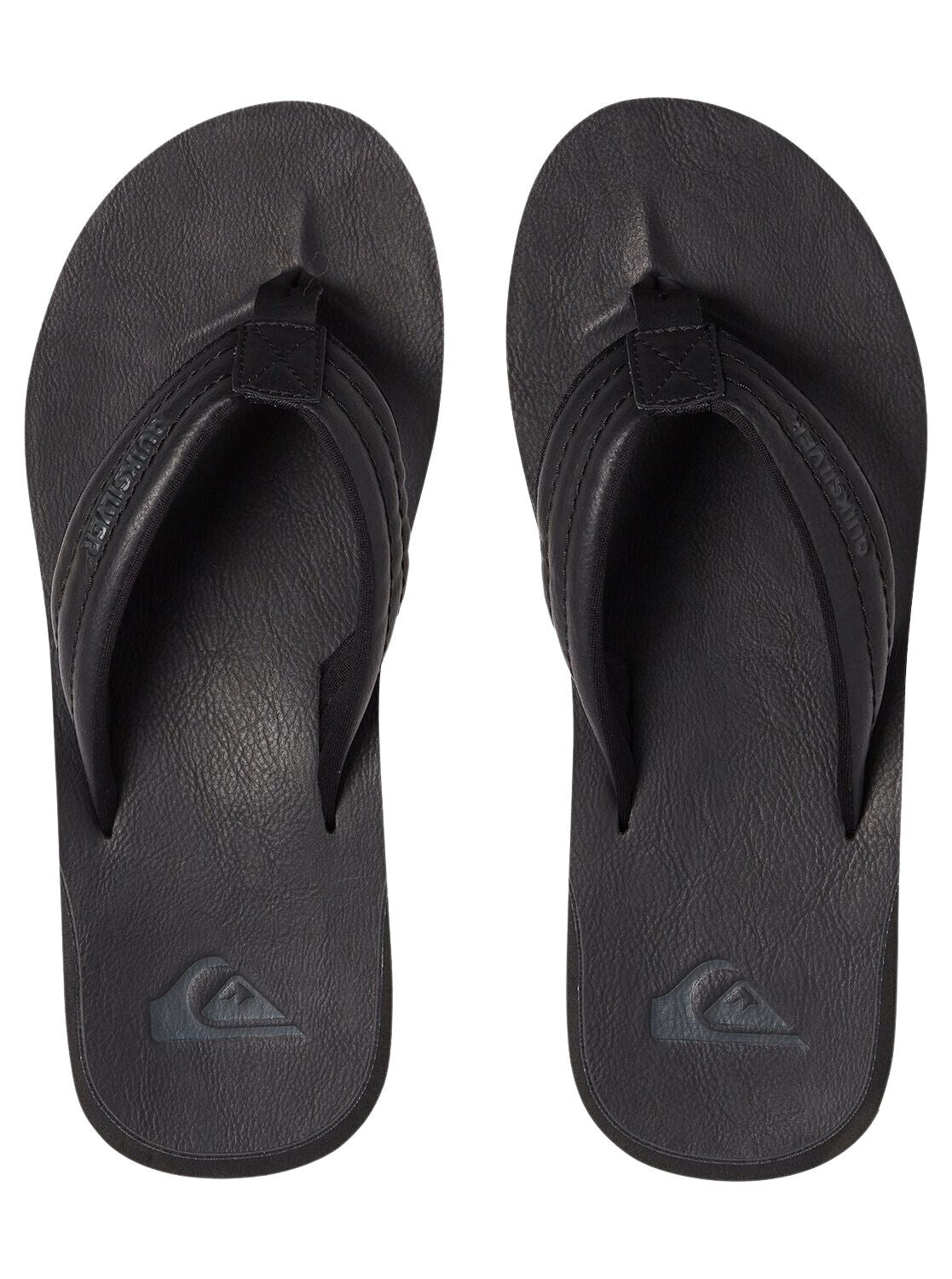 Quiksilver Mens Carver Nubuck Black Faux Leather Toe Post Flip Flops Sandals