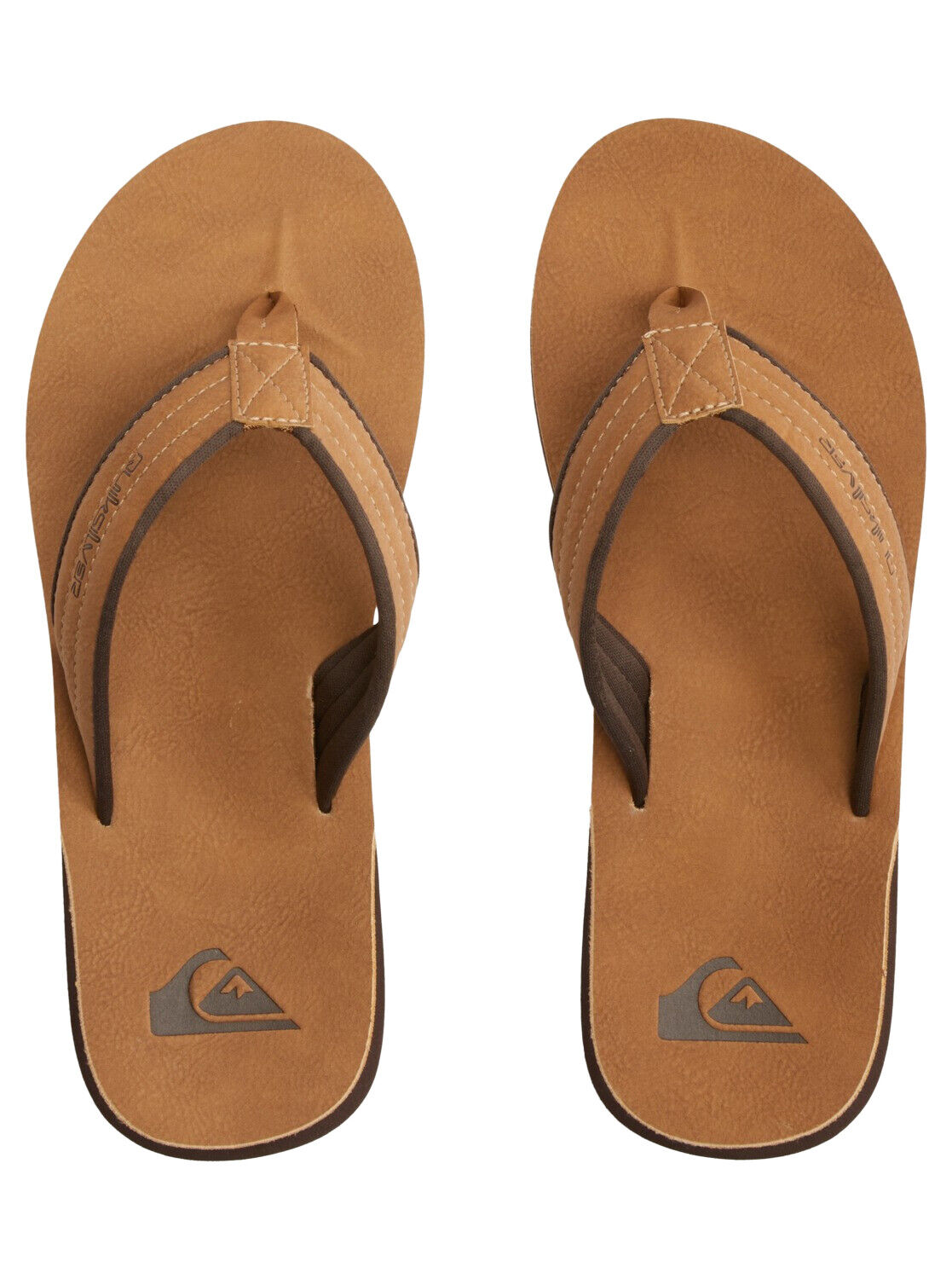 Quiksilver Mens Carver Nubuck Tan Faux Leather Toe Post Flip Flops Sandals