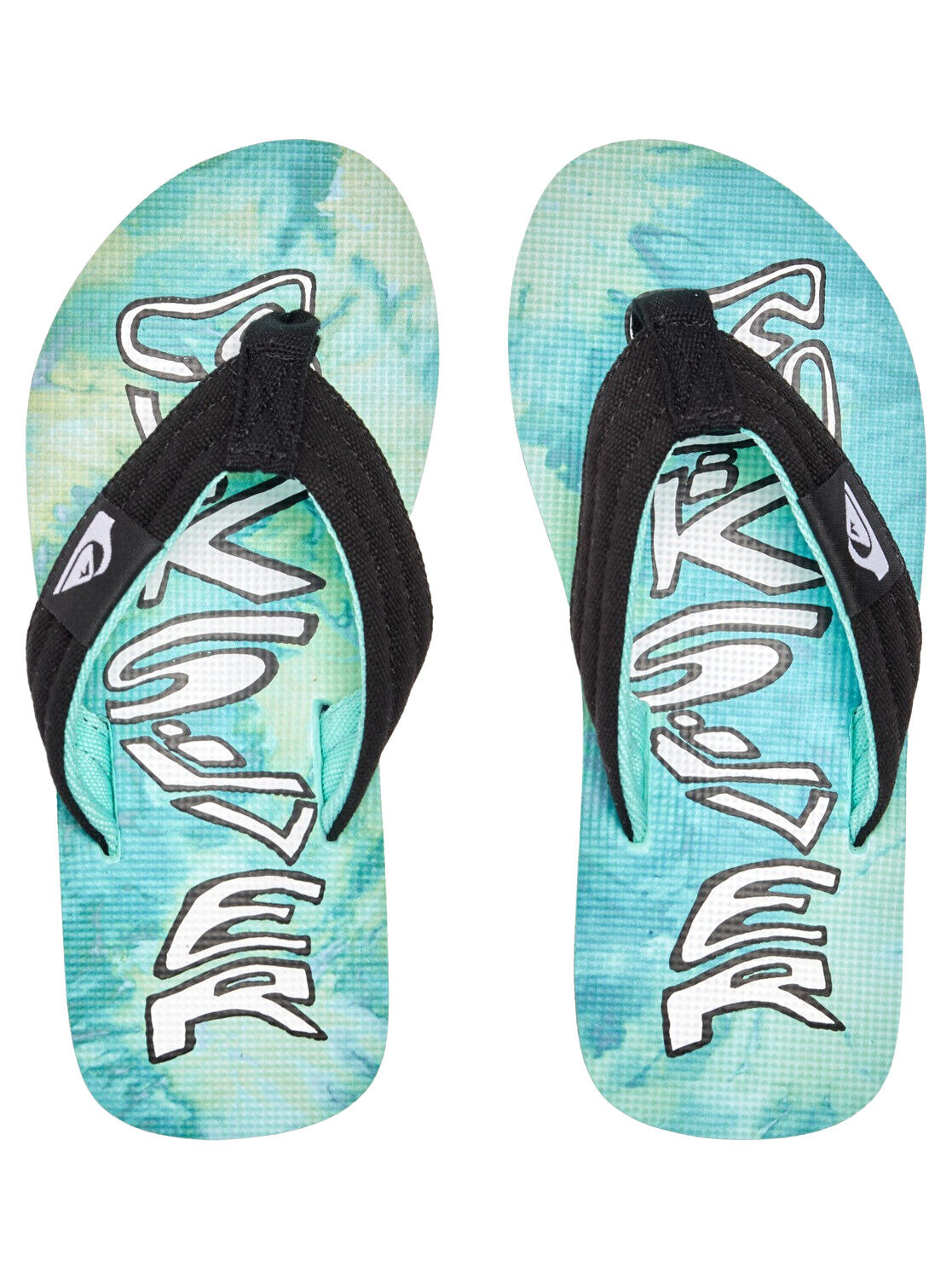 Quiksilver Boys Molokai Layback II Green Tropical Toe Post Flip Flops Sandals