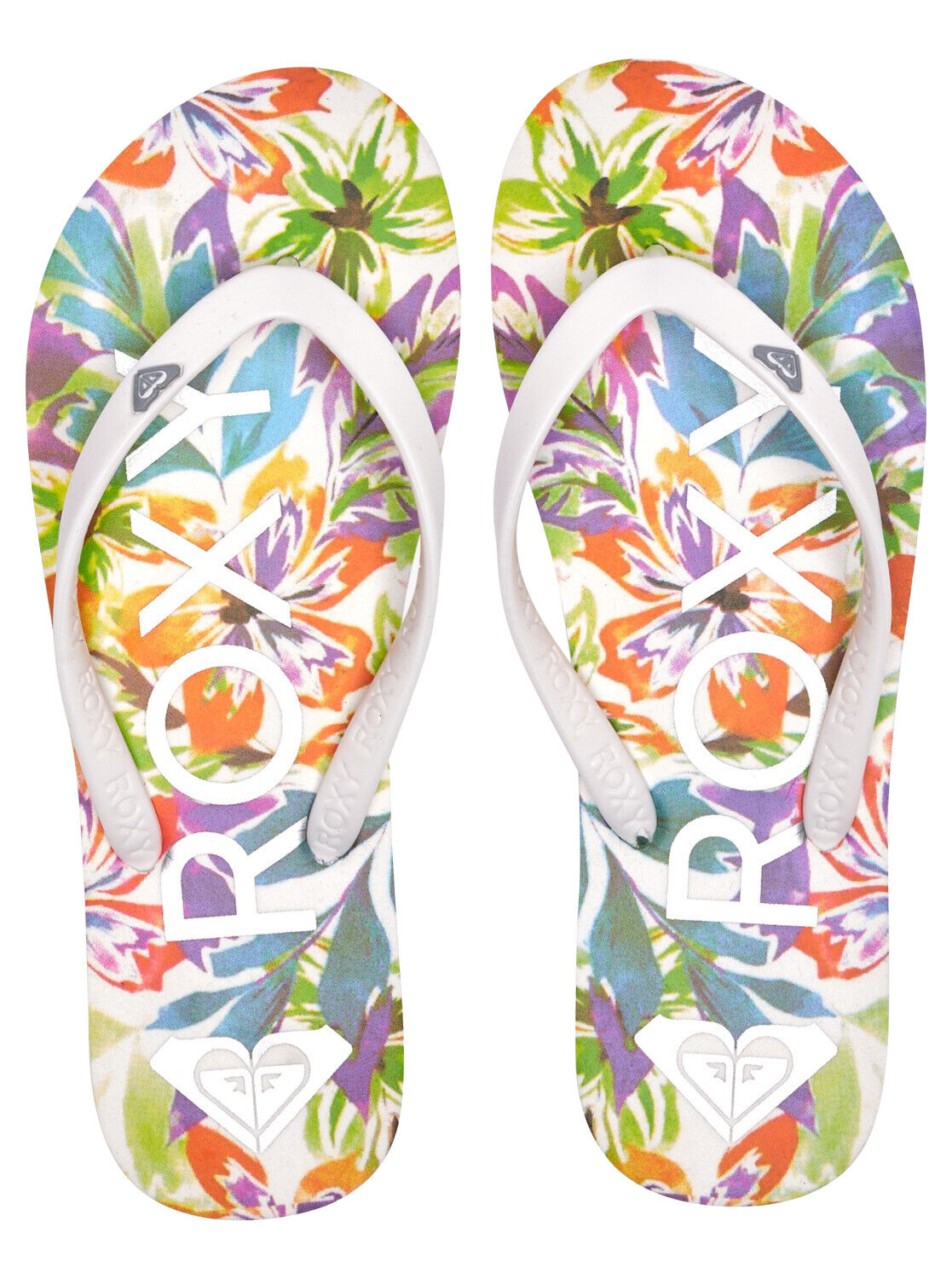 Roxy Womens Tahiti White Tropical Toe Post Flip Flops Sandals