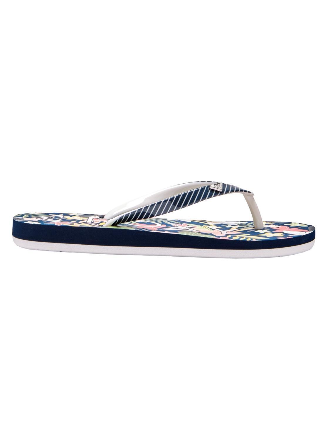 Roxy Girls Pebbles VII Navy Multi Flip Flops Beach Sandals