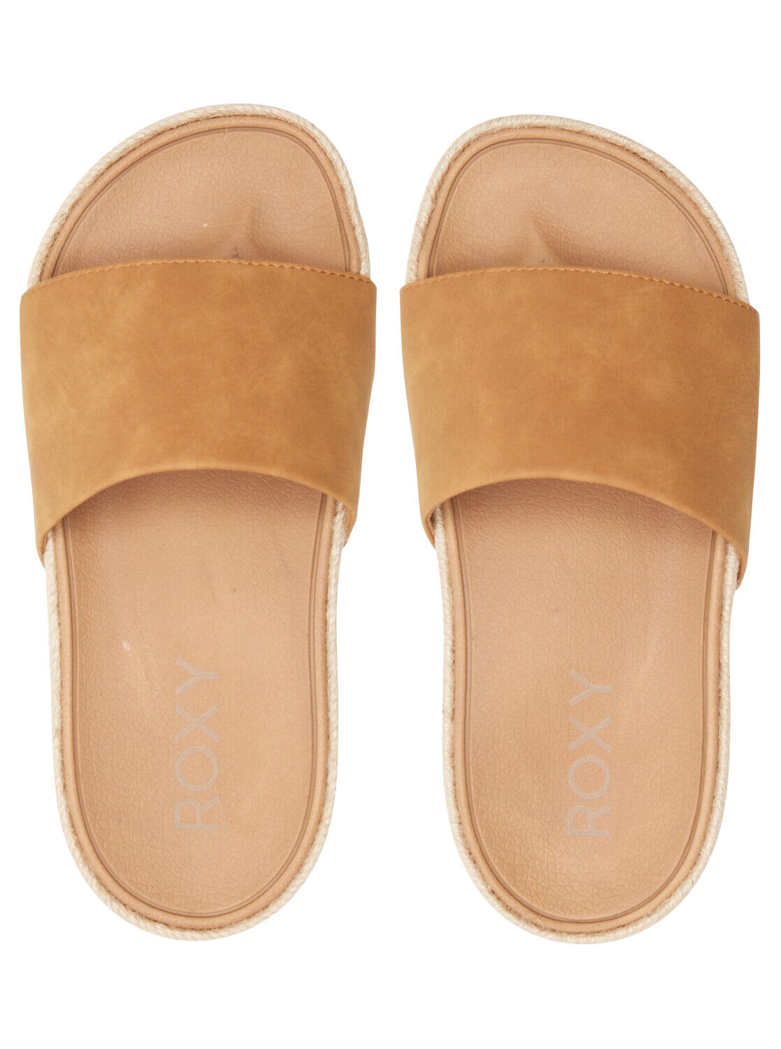 Roxy Ladies Lanah Tan Brown Suede Leather Platform Slip On Sandals