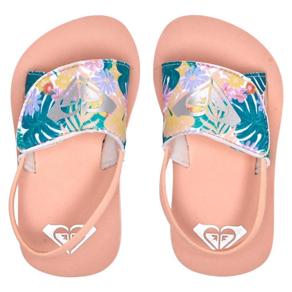 Roxy Girls Finn Toddler Floral Peach Parfait Adjustable Beach Sandals