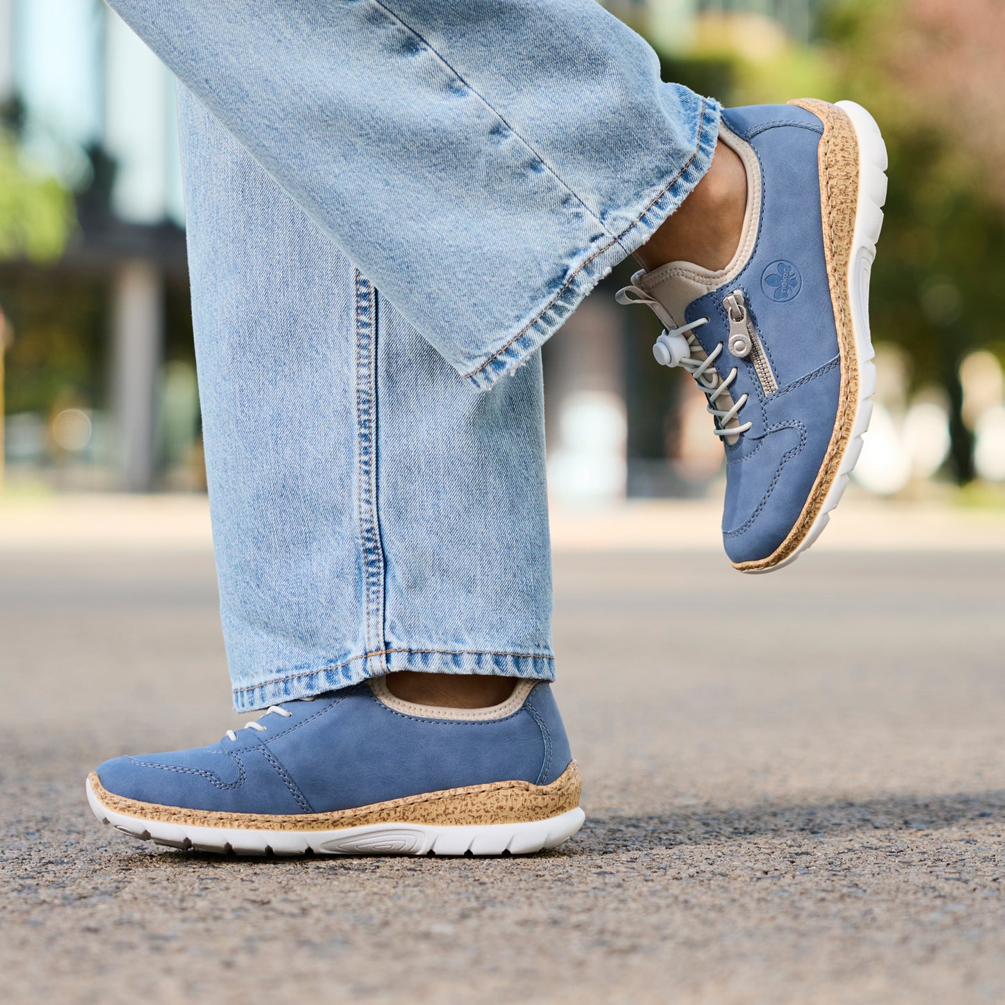 Womens Rieker Green Blue Elasticated Shoes N42G0