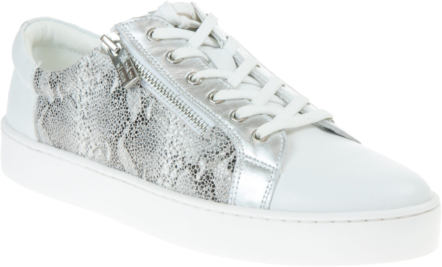 Lotus Ladies Sky White/Snake Print Lather Stressless Trainers