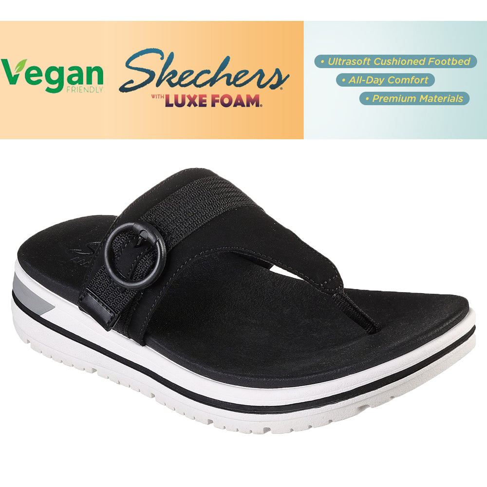 Ladies Skechers Smooth Cruise Black Sandals 163201/BLK