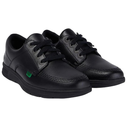 Kickers Youths Kelland Lace Lo Black Leather Lace Up School Shoes