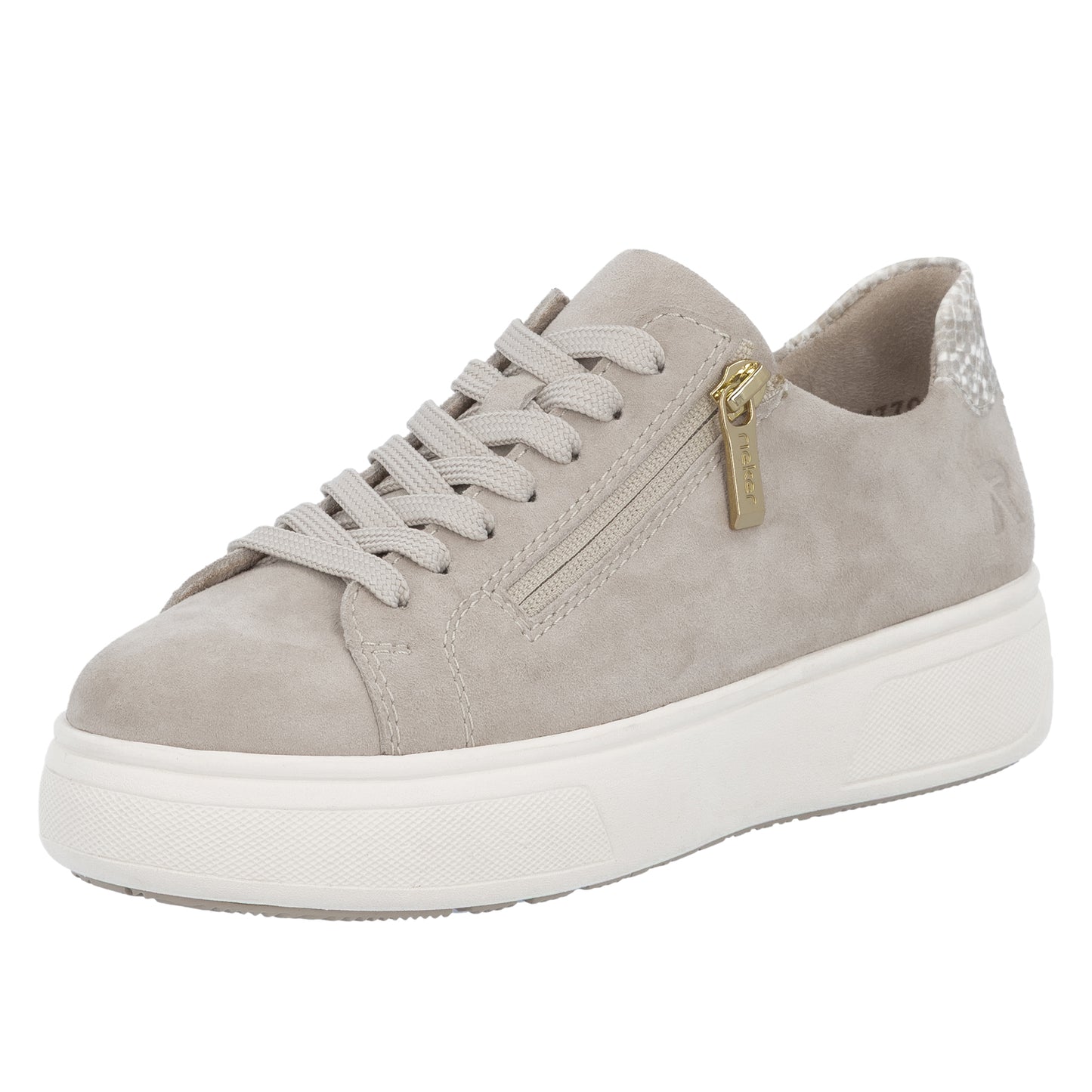 Rieker Womens White Leather Side Zip Trainers M7701-80