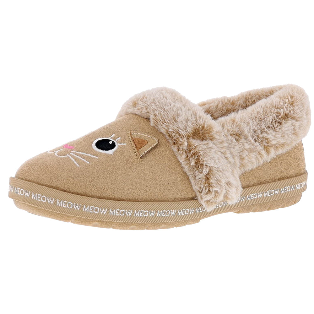 Ladies Skechers Too Cozy Meow Pajamas Black Faux Fur Slippers 33355/BLK