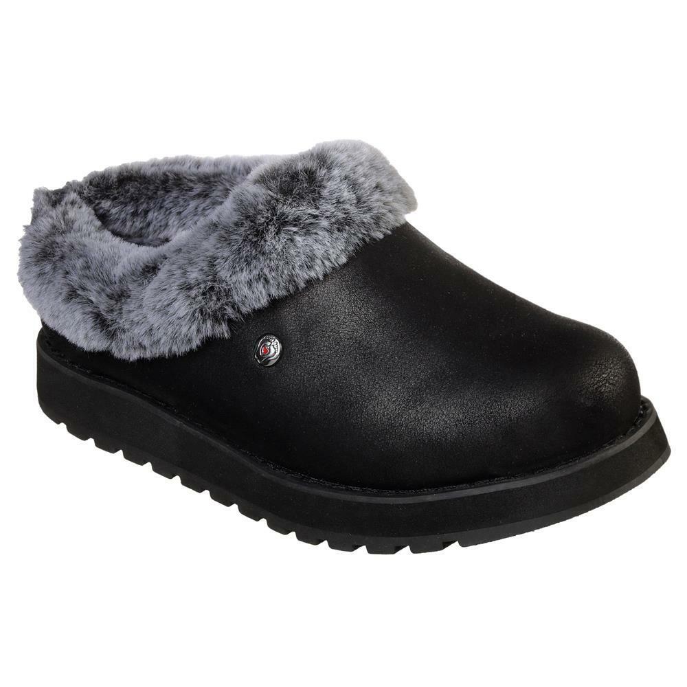 Ladies Skechers Keepsakes REM Black Memory Foam Faux Fur Slippers 31214/BLK