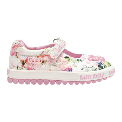 Lelli Kelly Girls Pink White Mary Jane Floral Butterfly Dolly Shoes LK5415