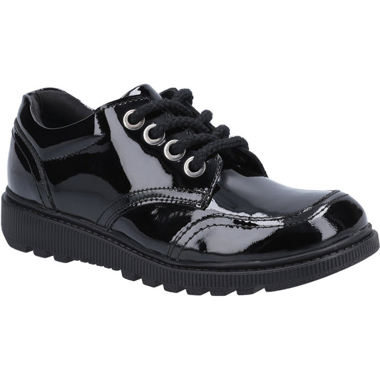Hush Puppies Girls Kiera Junior Black Patent Leather Lace Up School Shoes 30823