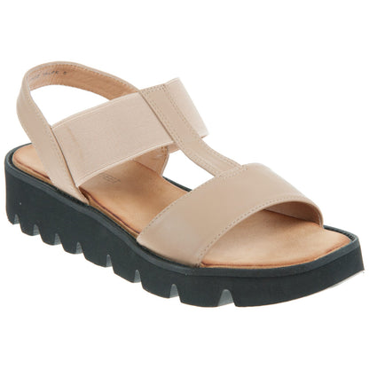 Heavenly Feet Ritz Taupe Lightweight Vegan Wedge Sandals