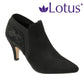 Ladies Lotus Kristina Black Diamante Elasticated Ankle Low Heel Shoes Boots