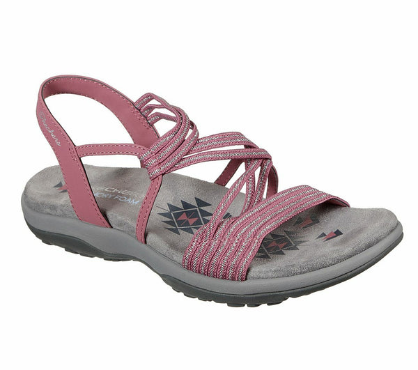 Skechers Ladies Reggae Slim Stretch Slinky Pink Sandals 163072 ROS Hirst Footwear