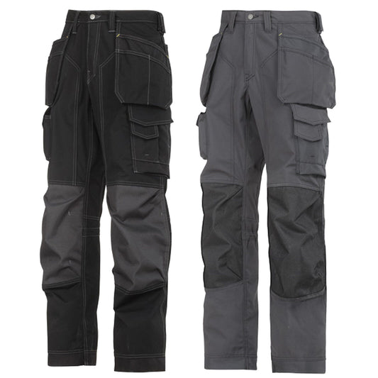 Snickers Workwear Floorlayer, Rip Stop Holster Pocket Trousers Black & Grey 3223