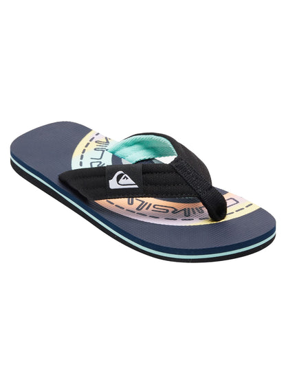 Quiksilver Boys Molokai Layback II Black Tropical Toe Post Flip Flops Sandals