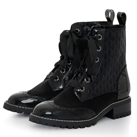 Ruby Shoo Sante Onyx Black Lace Up Ankle Boots