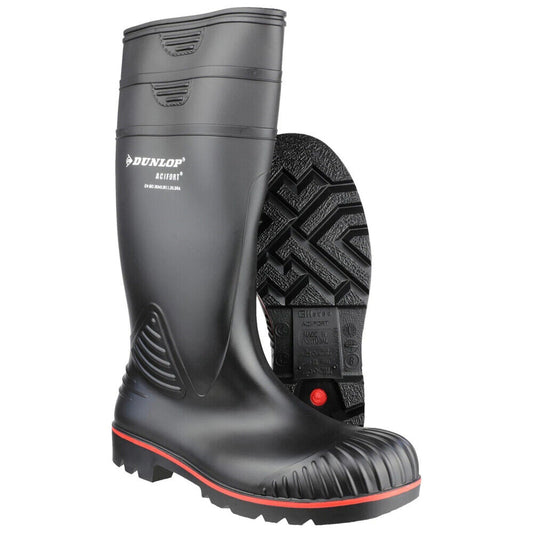 Dunlop Mens Acifort Steel Toe Safety Wellies PVC Black W138A