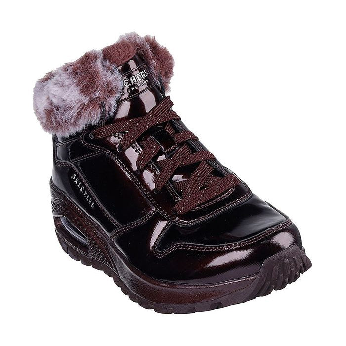 Skechers Womens Boots Uno Rugged Fiesty Winter 168126 Black White Burgundy