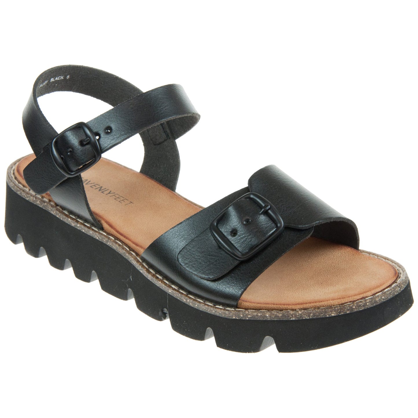 Heavenly Feet Trudy Black Adjustable Lightweight Vegan Sandals