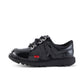 Girls Kids Kickers Kick Lo Black Patent Leather School Shoes 1-13498