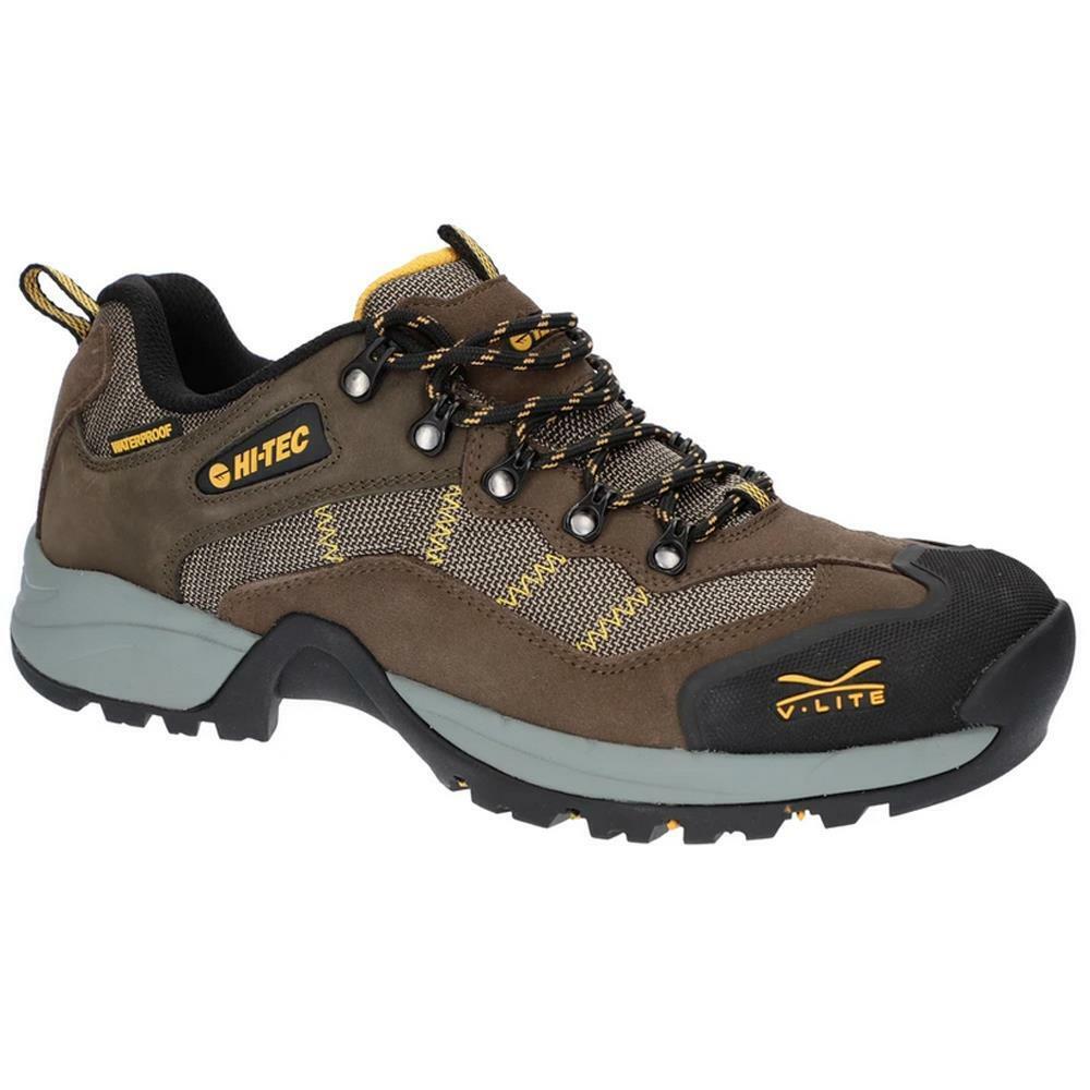Hi-Tec Mens Sierra V-Lite Speedhike Low Brown/Gold Waterproof Walking Shoes