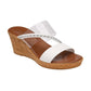 Lotus Ladies Alma White Diamante Leather Mule Wedge Sandals