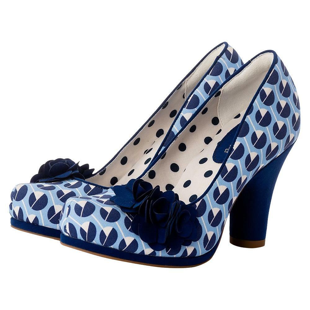 Ruby Shoo Eva Azure Blue Vintage Inspired Vegan Court Shoes – Hirst ...